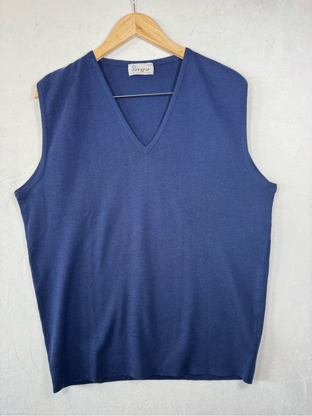 Vintage Ingo Men's Navy V-Neck Knit Vest Wool xL